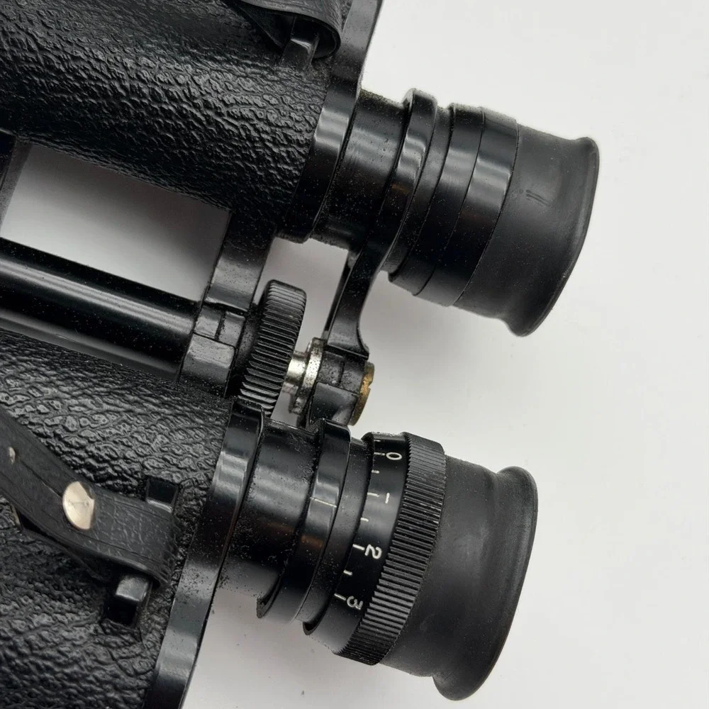 Vintage Black‎ Binoculars with Brown Faux Leather Hard Carrying Case Retro Gear